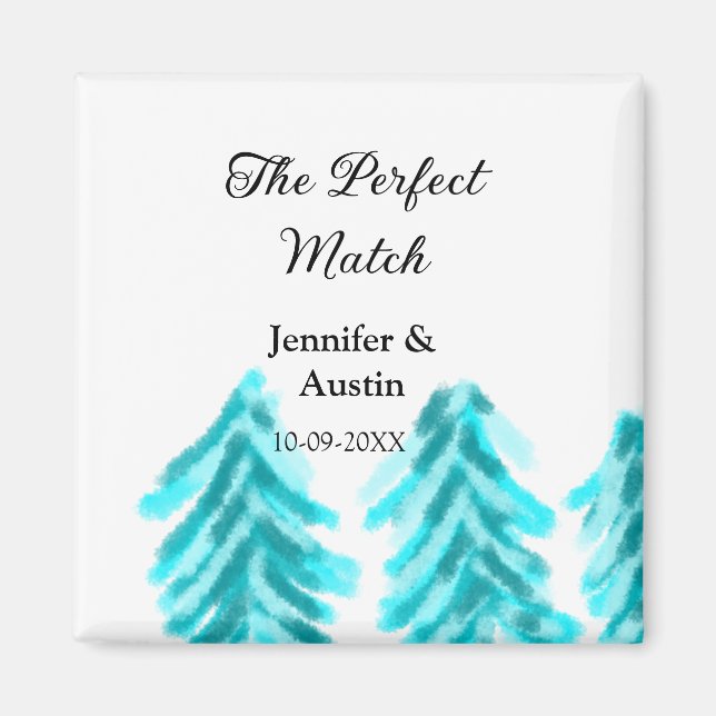 Aimant La parfaite correspondance hiver pin bleu mariage  (Devant)