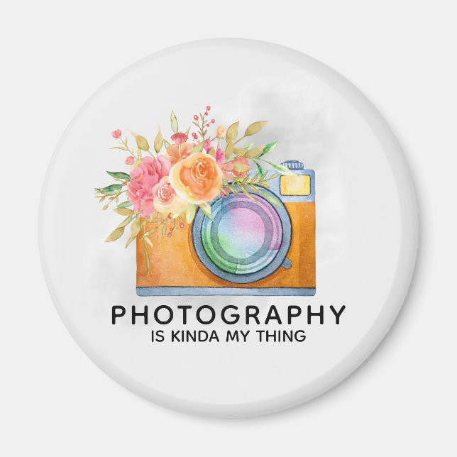Aimant La photographie est Kinda My Thing Aquarelle Camer (Devant)