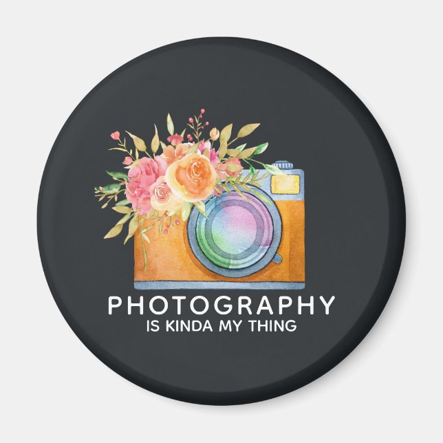 Aimant La photographie est Kinda My Thing Aquarelle Camer (Devant)