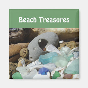 Aimant La plage prise les fossiles en verre de seaglass