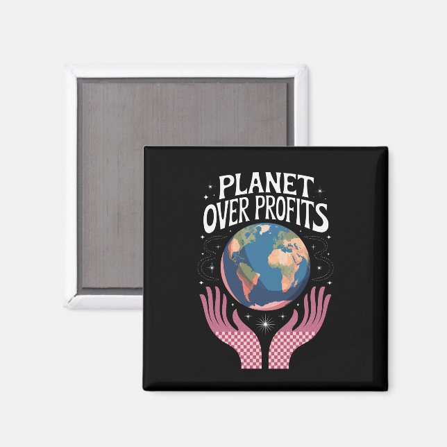 Aimant La planète sur les profits La Terre Le changement  (Recto/Verso)