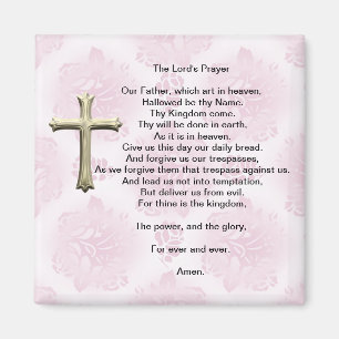 Aimant La prière du Seigneur (rose)