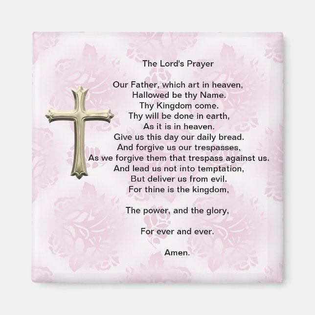 Aimant La prière du Seigneur (rose) (Devant)
