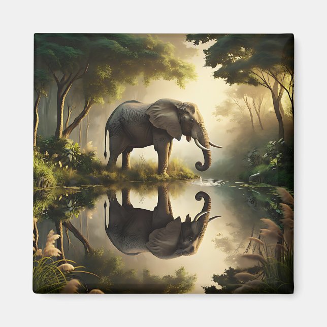 Aimant La réflexion d'un éléphant (Devant)