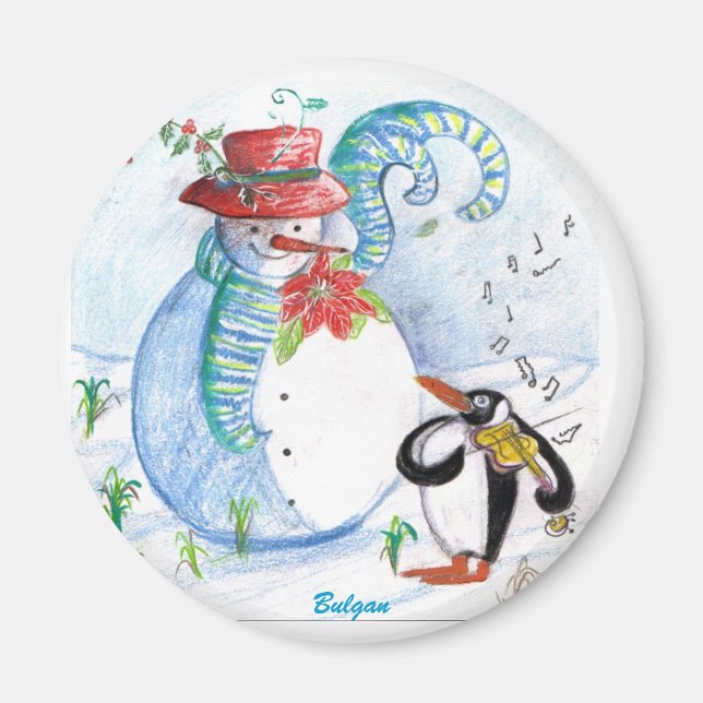 AIMANT LA SÉRÉNADE HIVERNALE DE SNOWMAN ET PENGUIN (Devant)