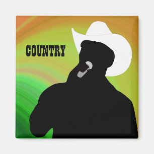 Aimant La silhouette du chanteur de country, dos vert de