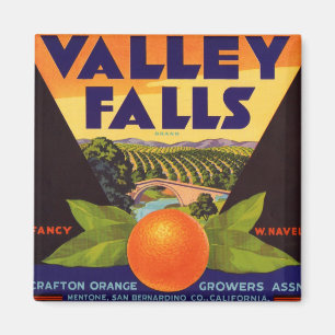 Aimant La vallée tombe étiquette orange de caisse
