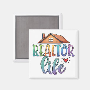 Aimant La Vie d'Agent Immobilier Arc-en-ciel Personnalisé