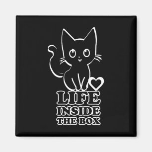 Aimant La Vie Dans La Boîte - Chat Kitty Noir