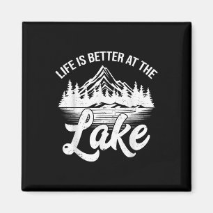 Aimant La vie est meilleure au lac drôle bateau de pêche 