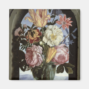 Aimant La vie toujours des fleurs dans un verre de