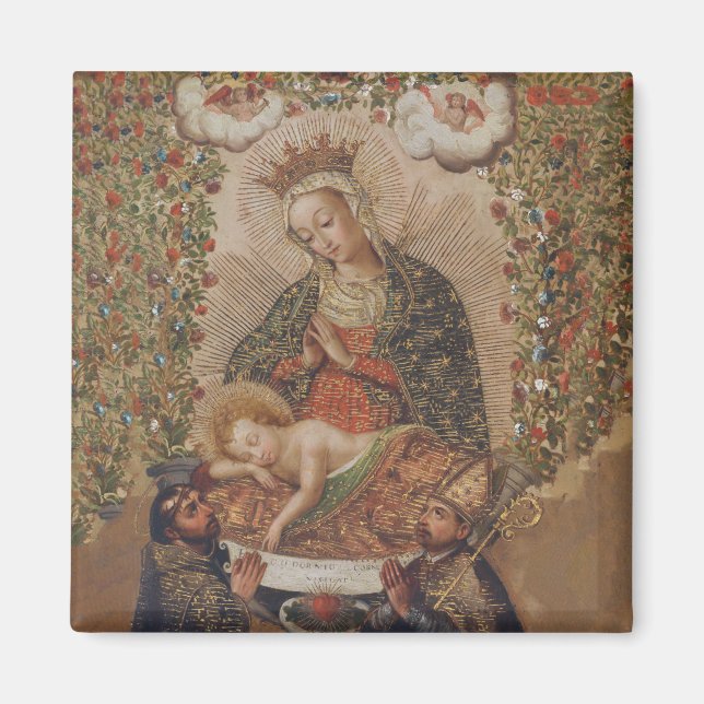 Aimant La Vierge adorant le Christ Enfant Noël (Devant)