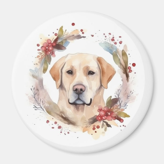 Aimant Labrador Christmas Wreath Festive Pup (Devant)
