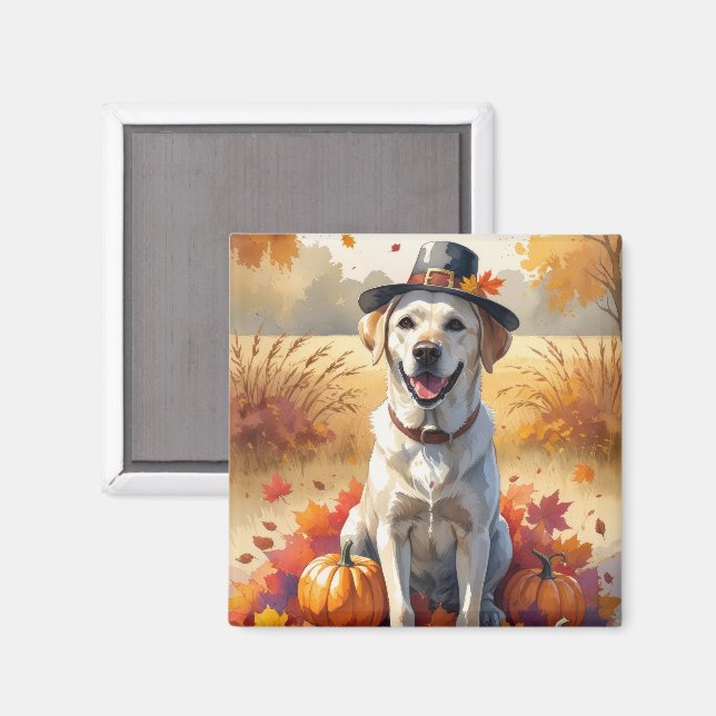 Aimant Labrador En Automne Feuille L'Art Thanksgiving (Recto/Verso)