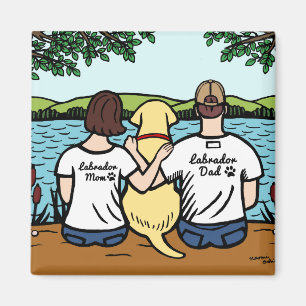 Aimant Labrador et maman et papa jaunes
