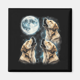 Aimant Labrador Retriever Jaune Hurlement à la Lune Rétro