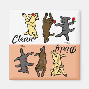 Aimant Labradors de danse heureux propre/sale