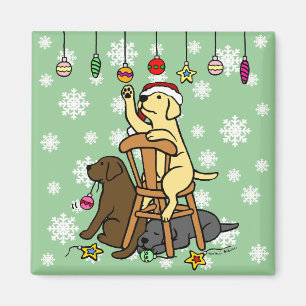 Aimant Labradors et bande dessinée d'ornements de Noël