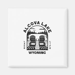 Aimant Lac Alcova Wyoming Plein air Vintage 1
