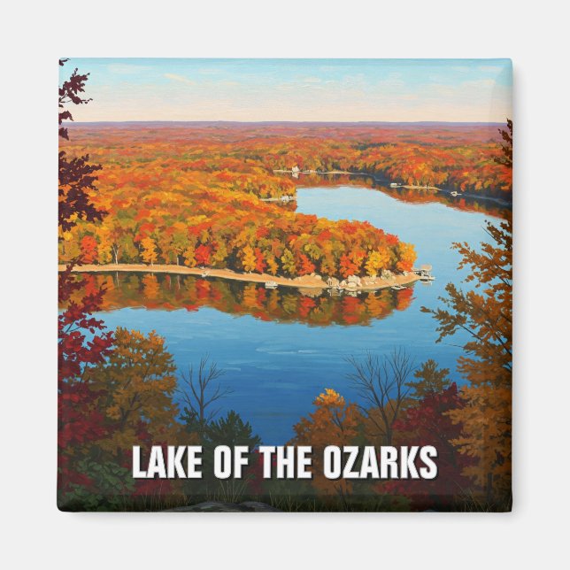 Aimant Lac d'automne des Ozarks Missouri Voyage (Devant)
