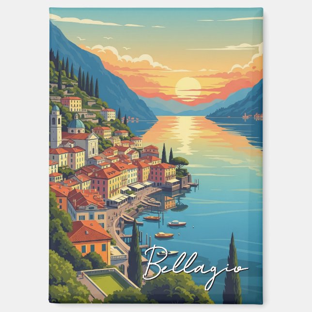 Aimant Lac de Côme Bellagio Italie Coucher de soleil (Recto)