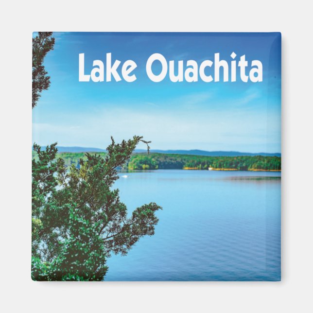 Aimant Lac Ouachita, Arkansas photo avec nom (Devant)