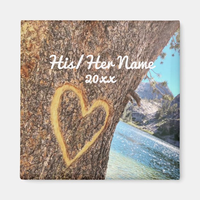Aimant Lac Tahoe Eau Bleue Arbre Cœur Amour (Devant)