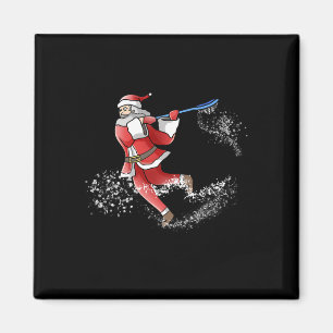 Aimant Lacrosse Père Noël Cool de Noël Lax Sport vilain X