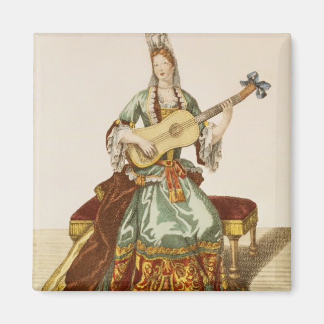 Aimant Lady of Quality Jouant de la Guitare, assiette de  (Devant)