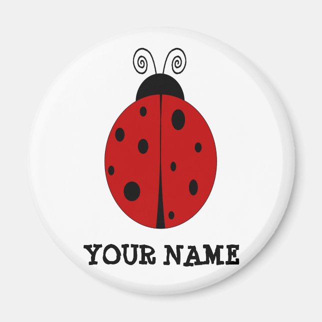 Aimant LADYBUG design customisé avec N'IMPORTE QUEL NOM (Devant)