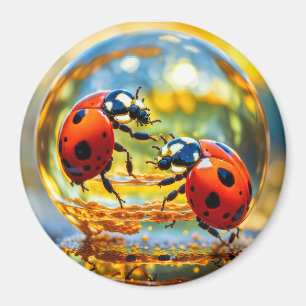 Aimant Ladybugs dans une goutte d'eau