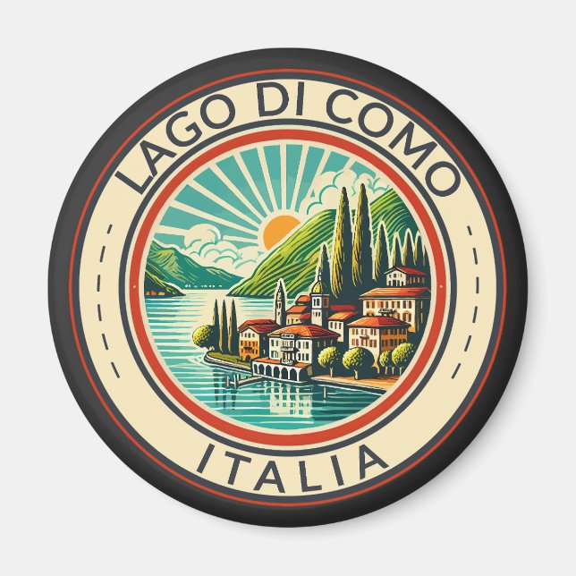 Aimant Lago di Como Italia Illustration Insigne d'Art de  (Devant)
