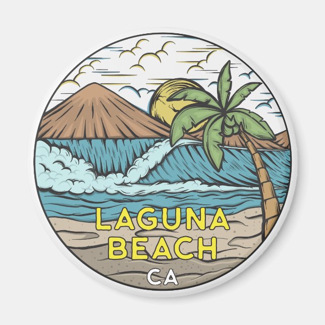 Aimant Laguna Beach Californie Vintage (Devant)