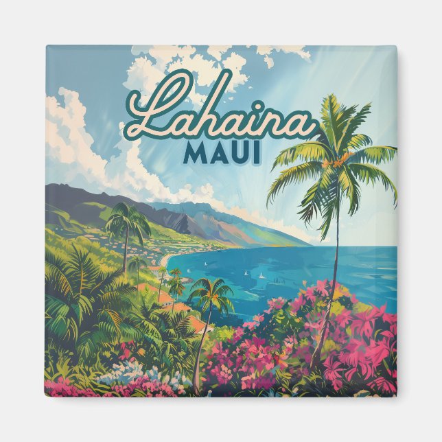Aimant Lahaina Maui Hawaii Beach Coast Retro (Devant)