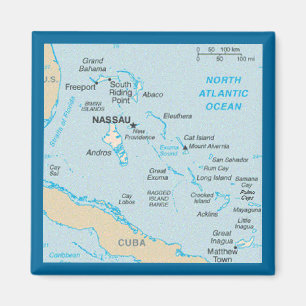 Aimant L'aimant de carte des Bahamas