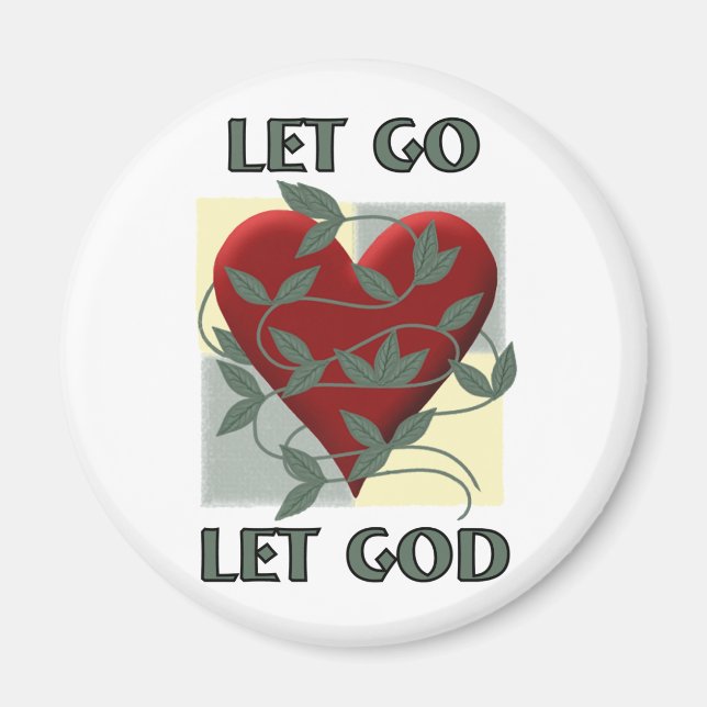 Aimant Laisser Dieu Récupérer Citation Slogan Coeur Rouge (Devant)
