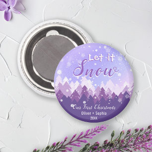 Aimant Laisser la neige violette Forêt de neige Joyeux No