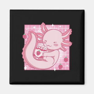 Aimant Lait de fraise Kawaii Axolotl Shake Carton Japane