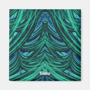 Aimant LAKE ~ 3D Fractage Design bleu vert ~