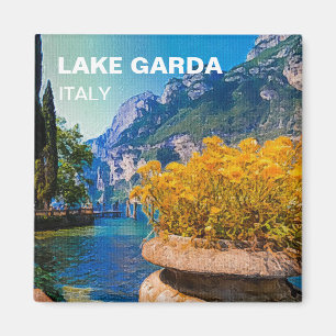 Aimant Lake Garda & Yellow Flowers Oil Painting