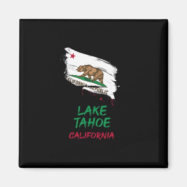 Aimant Lake Tahoe California Paint Splatter Flag Vacation (Devant)