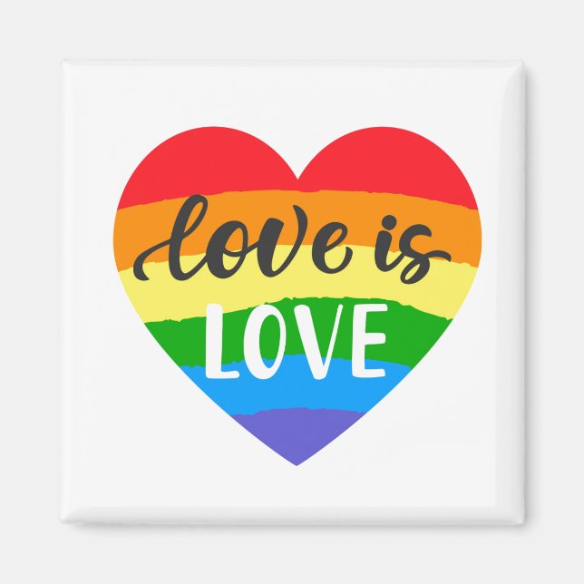Aimant L'amour est amour Coeur arc-en-ciel (Devant)