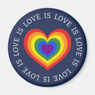 Aimant L'amour est amour LGBTQ Coeur arc-en-ciel sur Navy