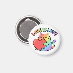 Aimant L'amour est l'amour Cadeau Chat Arc-en-Ciel, Fiert