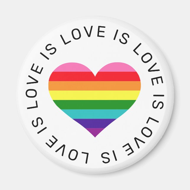 Aimant L'amour est l'amour Rainbow Heart Gay pride (Devant)