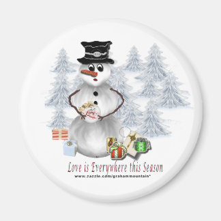 Aimant L'amour est partout l'aimant du bonhomme de neige