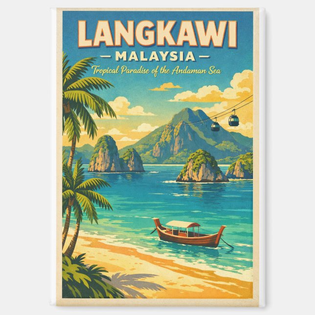 Aimant Langkawi Island, Malaysia, in a vibrant retro  (Recto)