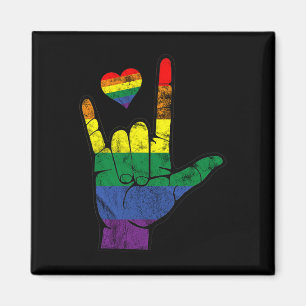 Aimant Langues des signes gay pride ASL LGBT Sensibilisat