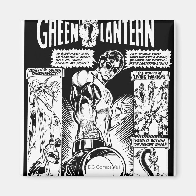Aimant Lanterne verte - Bande dessinée verte, Noir (Devant)