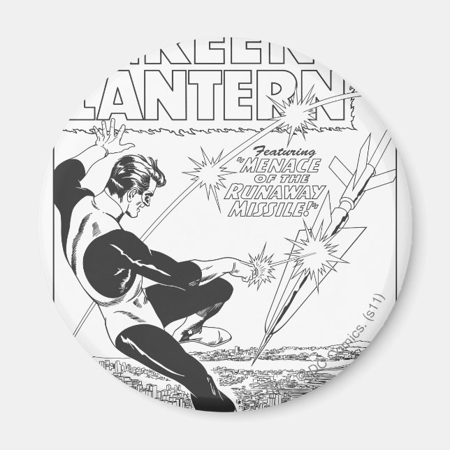 Aimant Lanterne Verte - missile Runaway, noir et blanc (Devant)